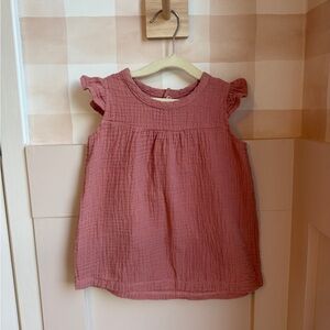 Girls' Flutter Sleeve 100% organic cotton Top in Dusty Rose